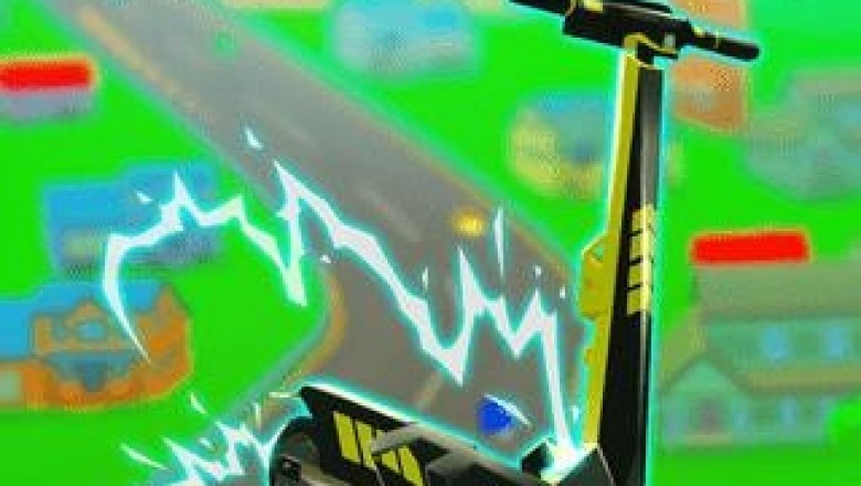 Gra jazda elektryczną hulajnogą po mieście oraz zbieranie złotych monet