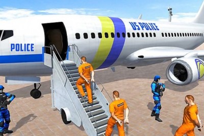 Transport przez policję niebezpiecznych więźniów - kierowca policyjnego samochodu transportowego.