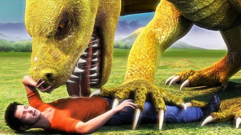 Gra chodzenie dinozaurem  zjadanie ludzi i niszczenie miasta - Symulator dinozaura.