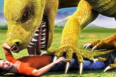 Gra chodzenie dinozaurem  zjadanie ludzi i niszczenie miasta - Symulator dinozaura.